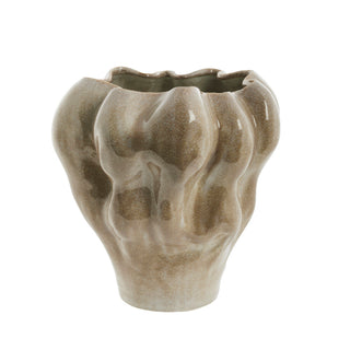 Viola vase i stentøj 33x33 cm. mørk sand