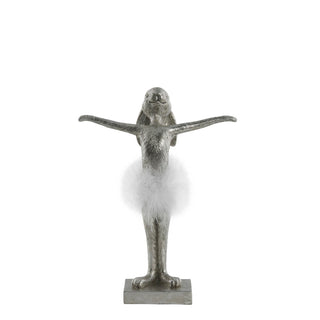 Semilla Easter bunny with feathers 26.5 cm. silver