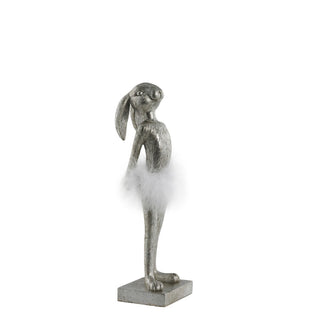 Semilla Easter bunny with feathers 26.8 cm. silver